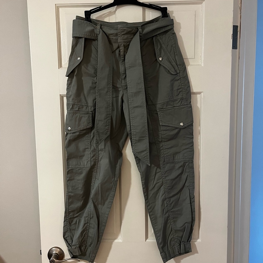 Lauren Ralph Lauren Olive Cargo Pants with Self-Tie Belt